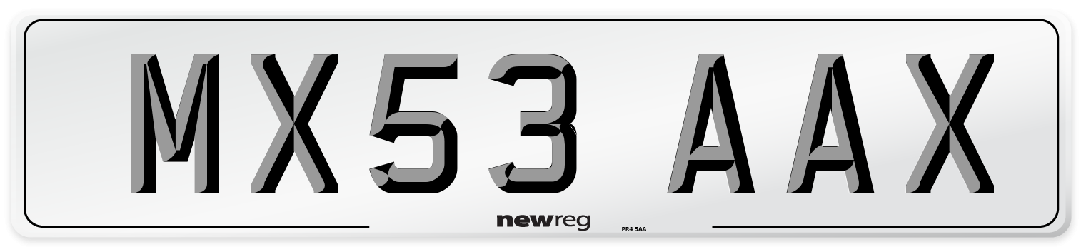 MX53 AAX Number Plate from New Reg